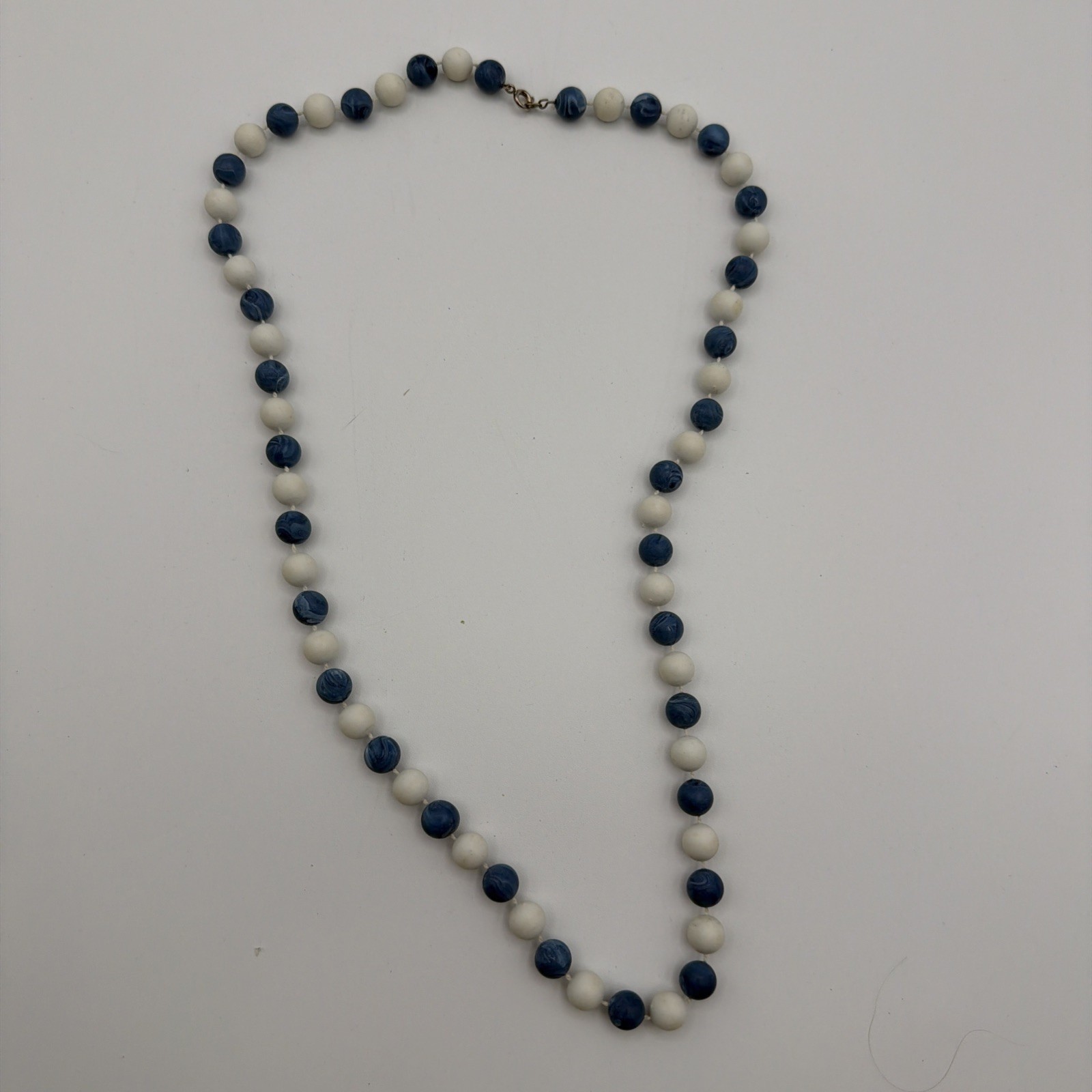 4 Pc Beaded Necklace Lot Blue White Green Black Glass Acrylic Mixed Styles