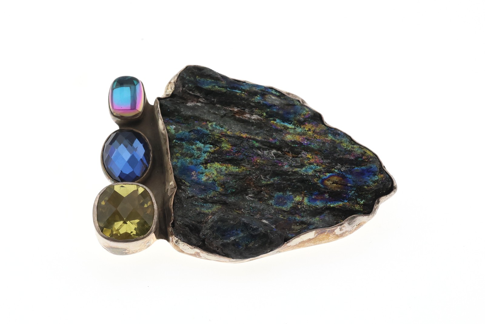 Amy Kahn Russell Sterling Silver Multi Stone Pendant/Pin 2.5″