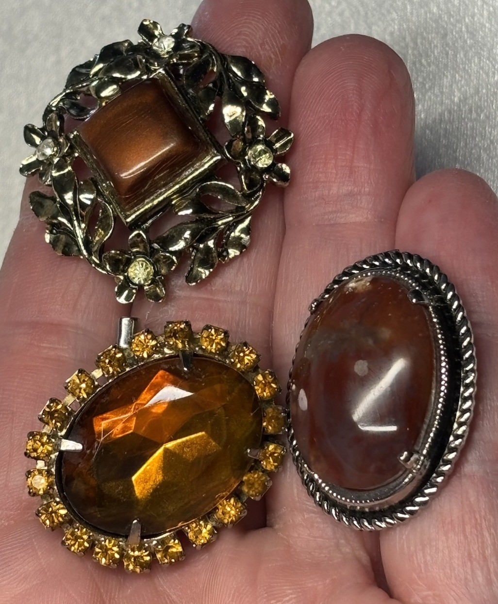 Vintage Brooch Lot Fall Tones Brown Burgundy Colors