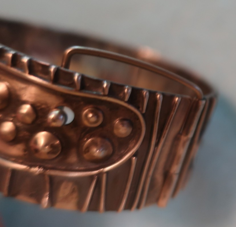 Vintage Segmented Sterling Cuff Bracelet; Made in USA by Peggy Johnson, May 1978
