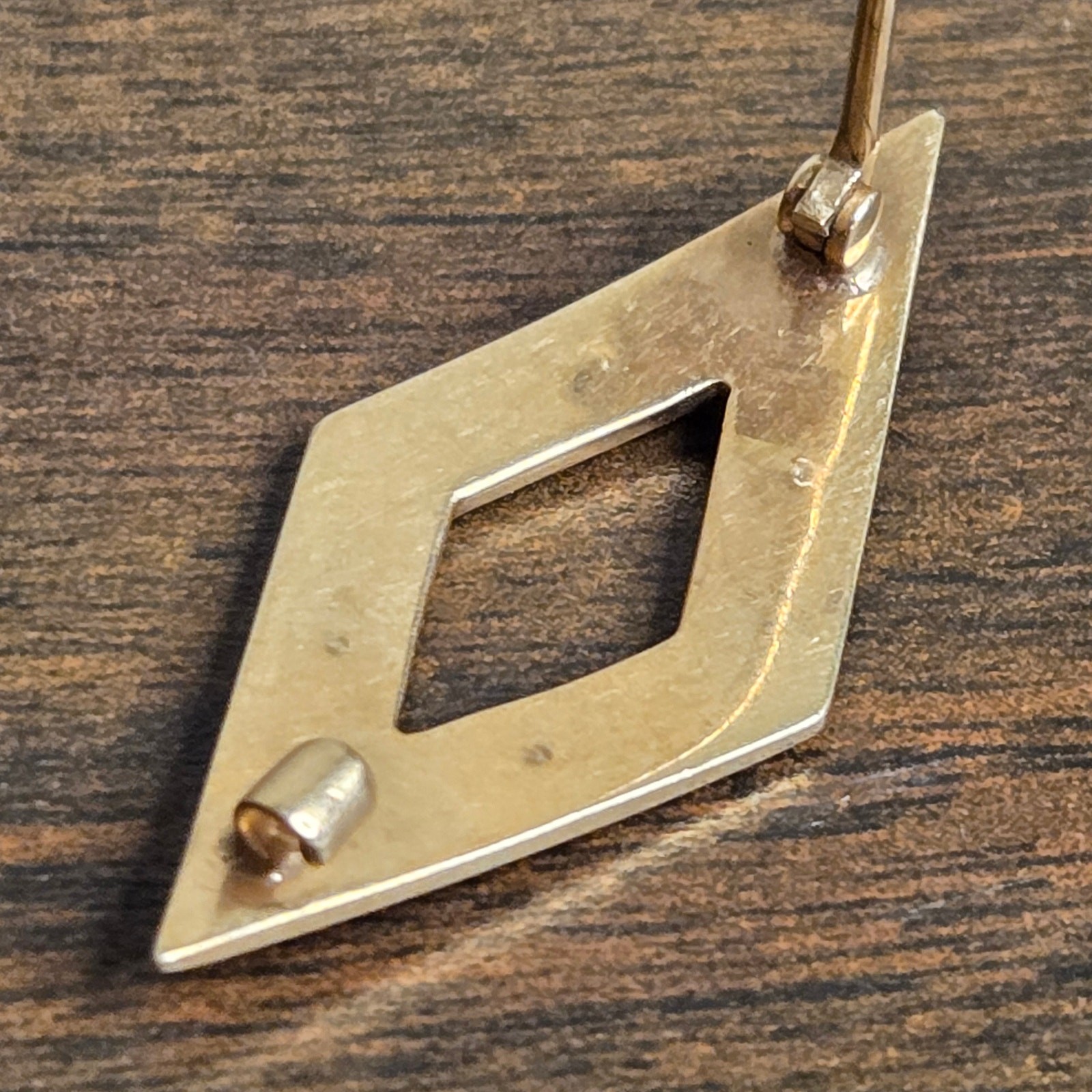 Antique Art Deco 10K Yellow Gold Seed Pearl Lozenge Brooch Pin 1920s