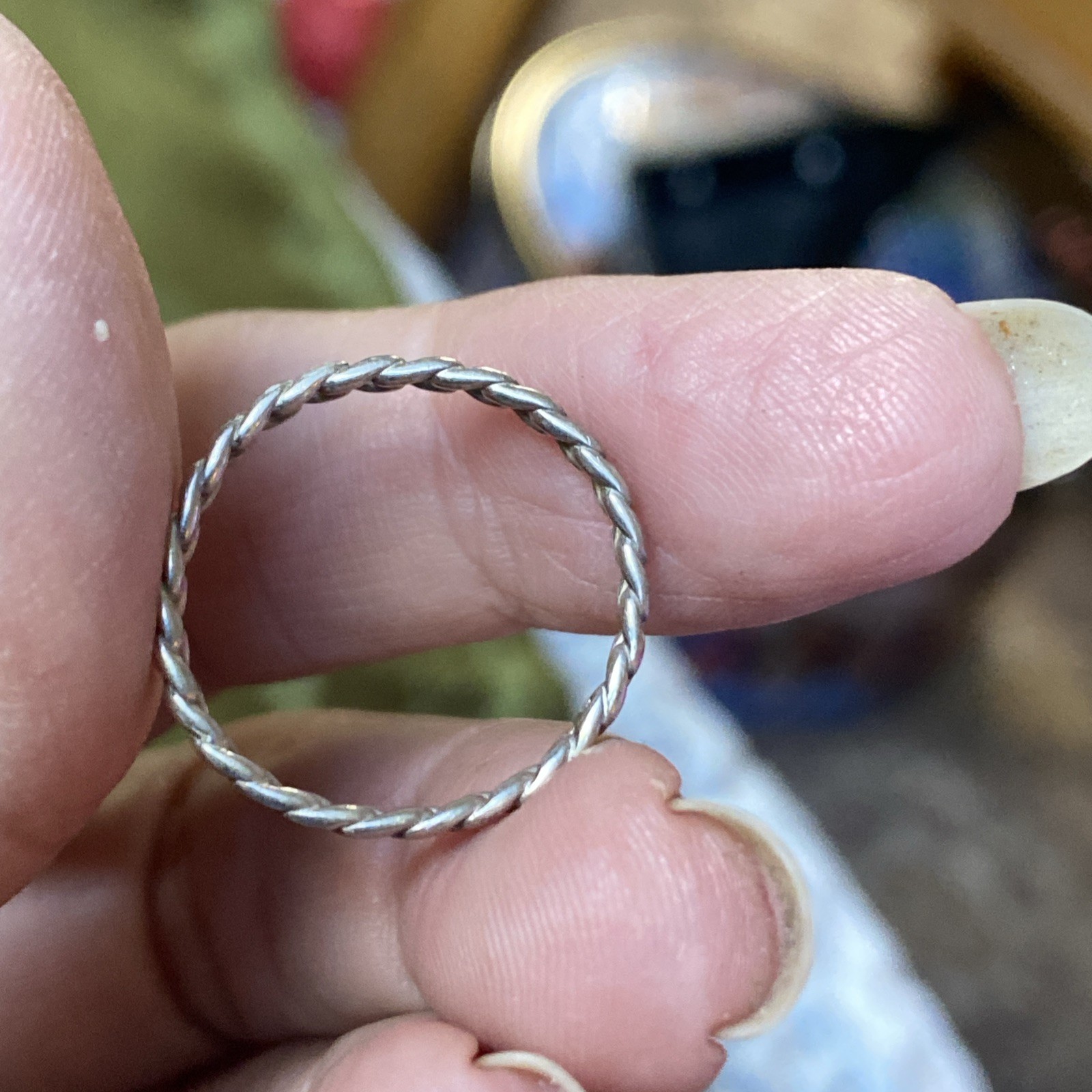 Vtg 925 Lightweight Sterling Silver Chain Link Pattern Band Ring Sz 7