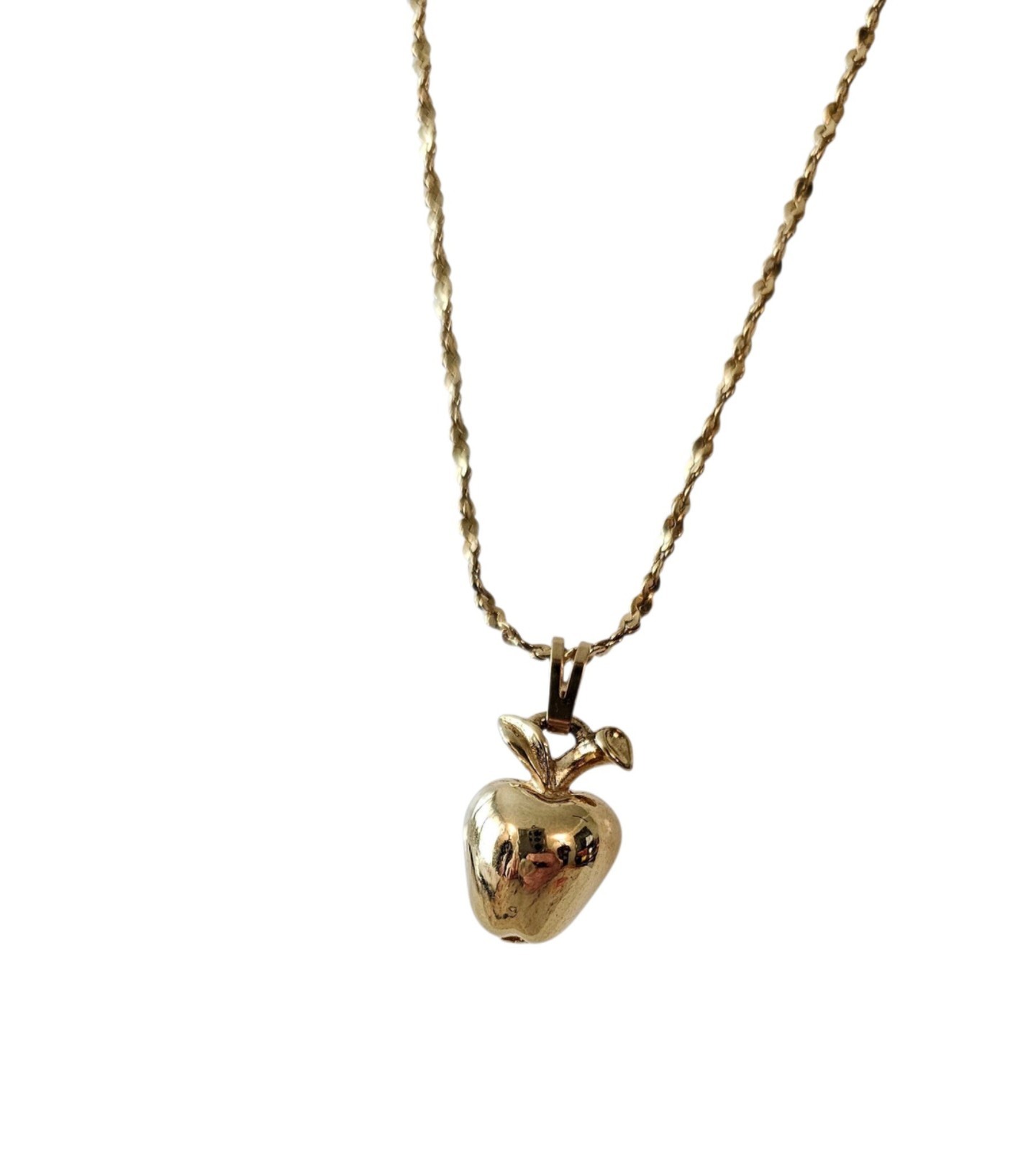 Monet Vintage Apple Charm Necklace, Sister Clasp Gold Tone Chain 24″ Long Signed