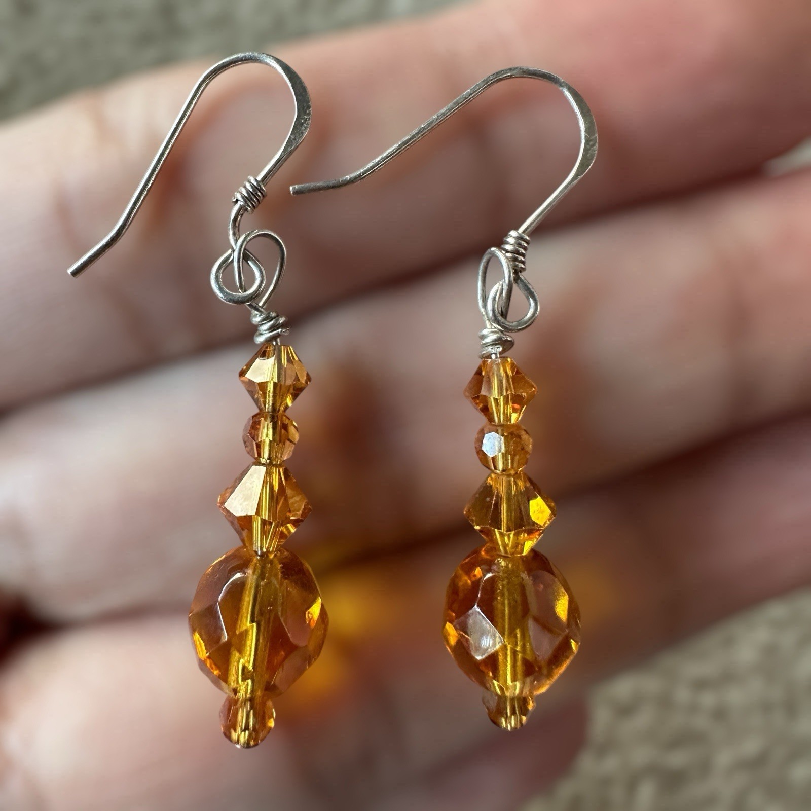 VTG 2 Pairs Dangle Drop Earrings Crystal Shell Acrylic Beads 925 Sterling Silver