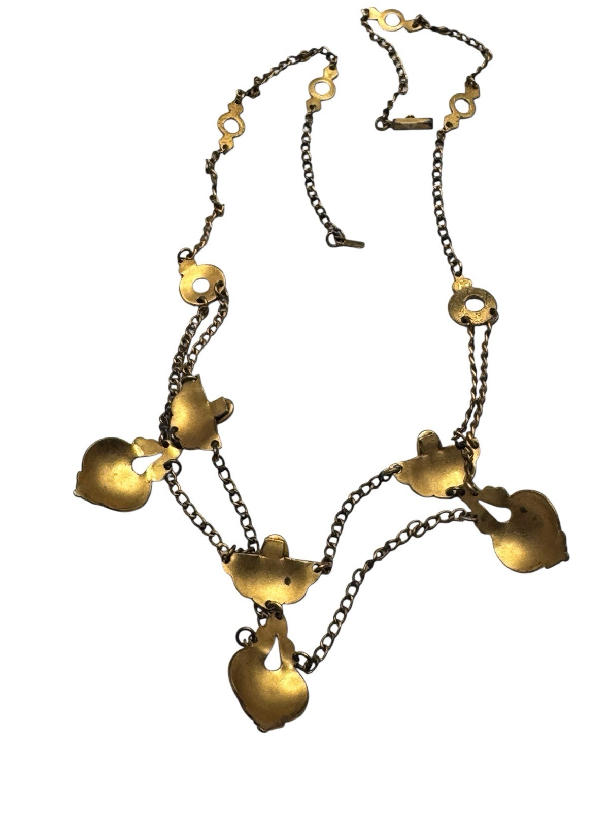 Antique Edwardian Gold Filled Festoon Necklace Rose Cut Purple Paste Stones