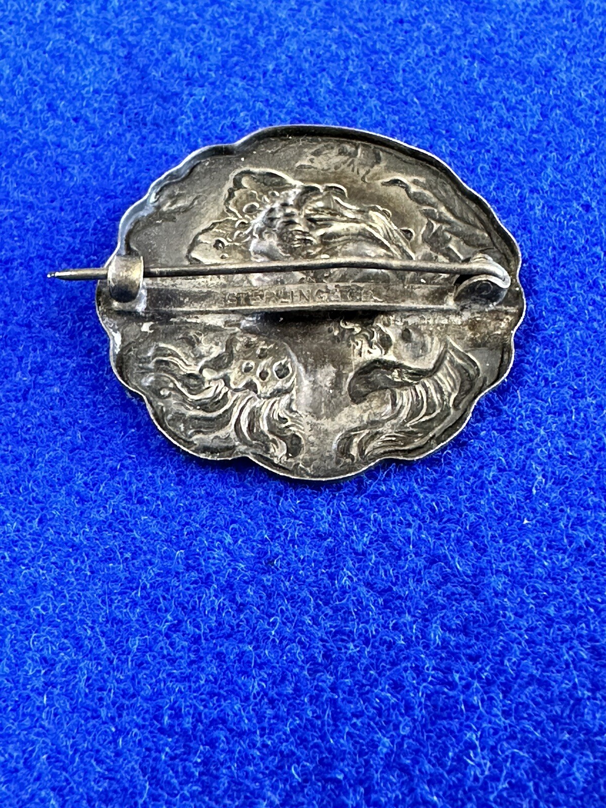 Art Nouveau Brooch Sterling Top Lady’s Portrait With Totally Original Hook Clasp
