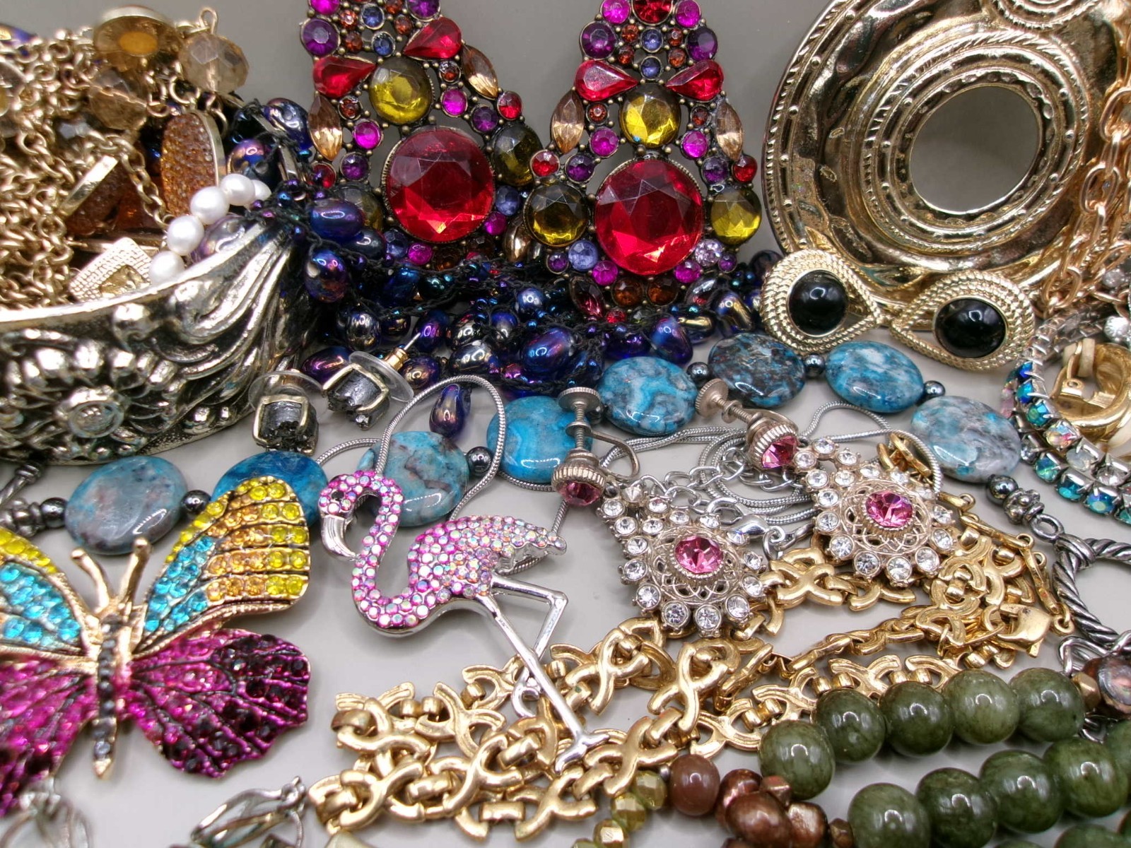 Vintage~Now Estate Costume Jewelry Lot~Rhinestones~Multi~1 AVON~1 MONET