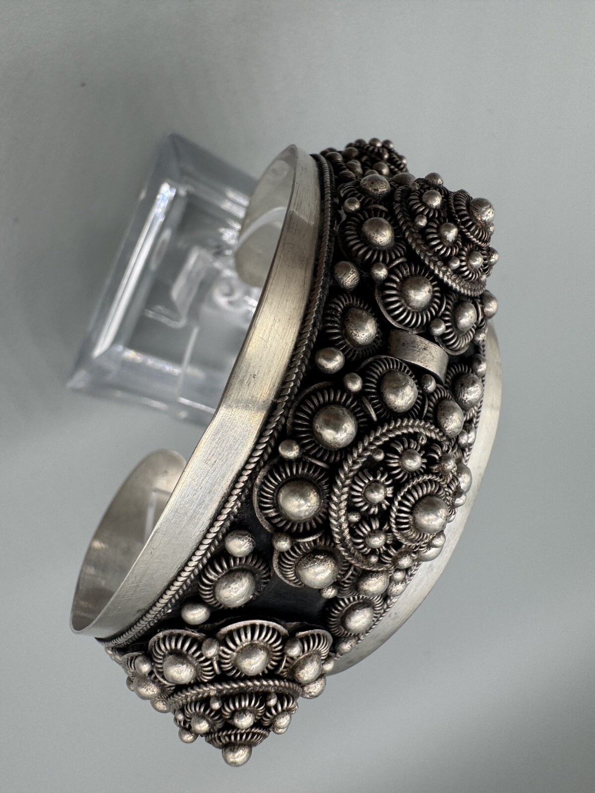 Vintage Antique Signed 980 Silver Wide 45mm Cuff Bracelet 6.5” Handmade