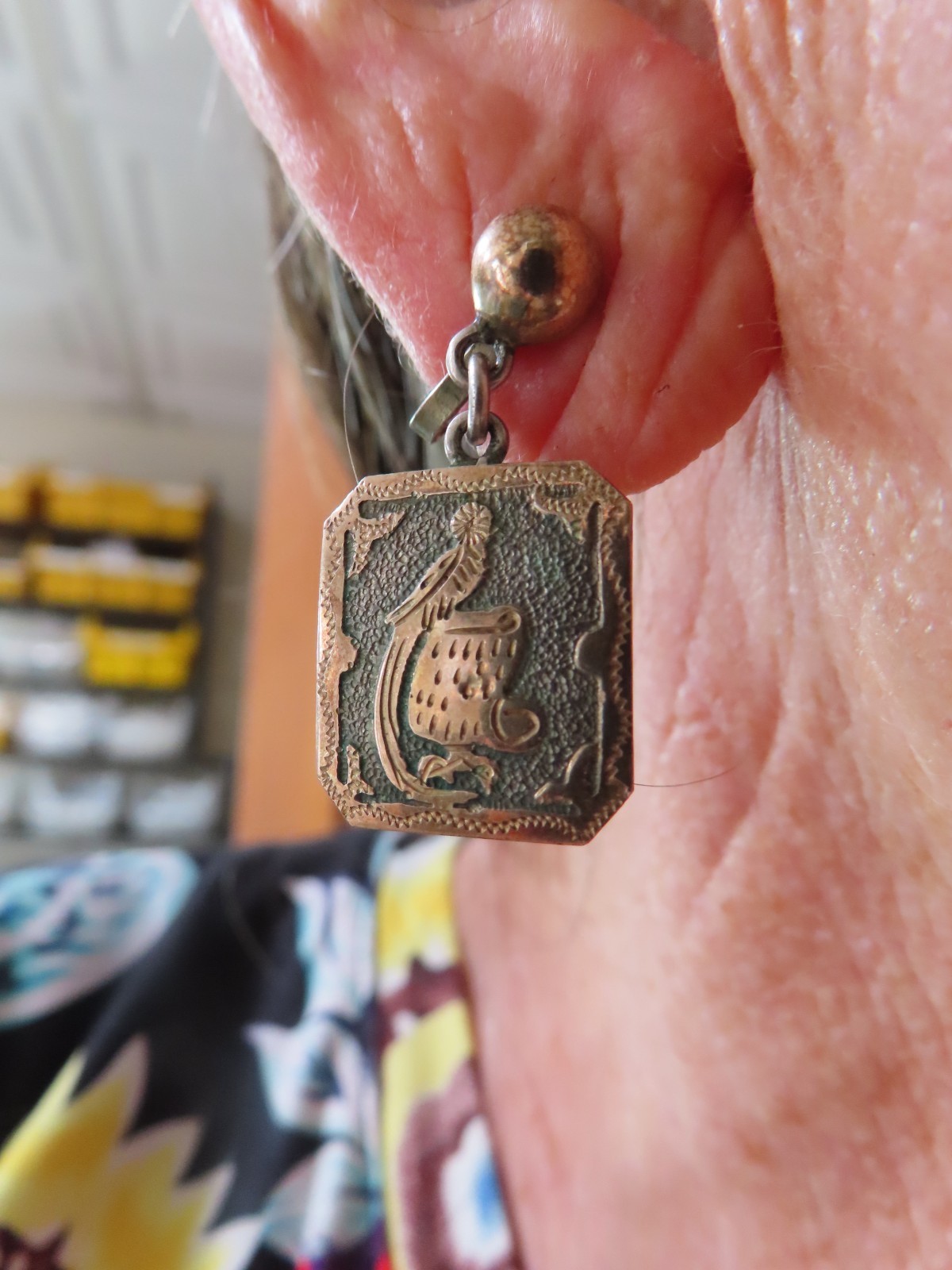 Vintage Sterling Silver 1950’s w/Gold Wash Guatemala Bird/Shield Tourist Jewelry