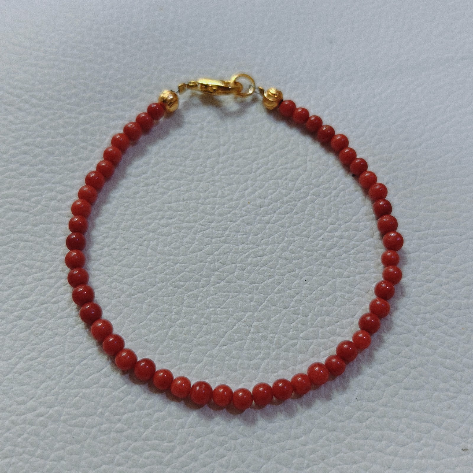 Natural Red Coral Beads Bracelet Italy Coral Bracelet Handmade Gemstone Jewelry