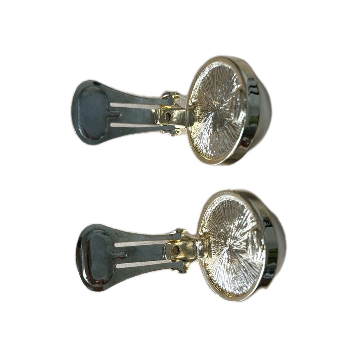 Faux Pearl Cabochon Clip On Earrings/ Measure About 1 In/ Gold Tone