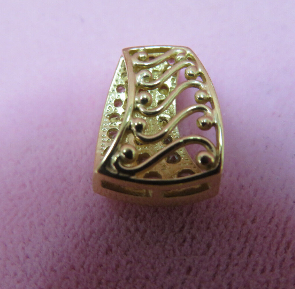14K Solid Y. Gold Cubic Zirconia CZ Pendant Slide Charm 3.26 Grams