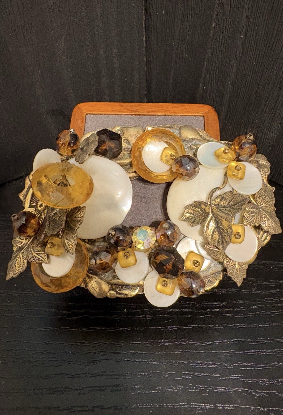 Original by Robert ? vintage unsigned brooch mixed metal 3” oval wired stunning