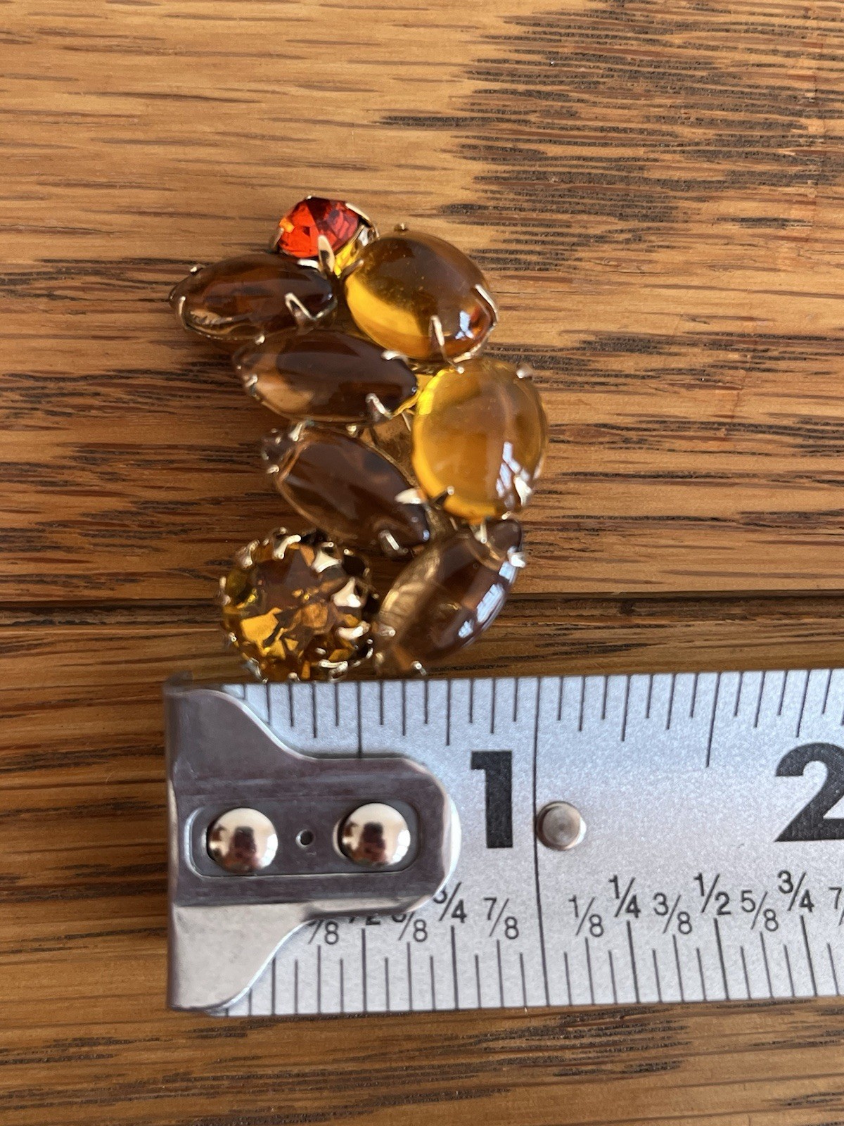 Vintage Rhinestone Earrings Brown Fall Colors Cupcake Setting Open Back