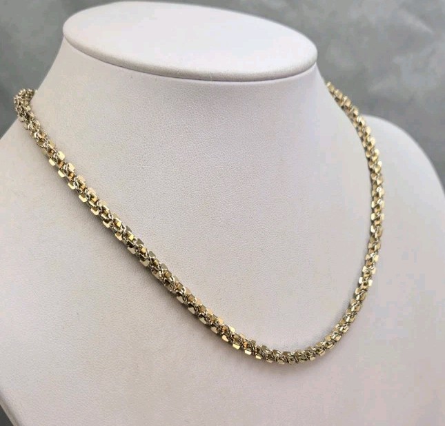 Mix Metal Multi Tone Twist Chain Linked Vintage 16.5 in Choker Necklace