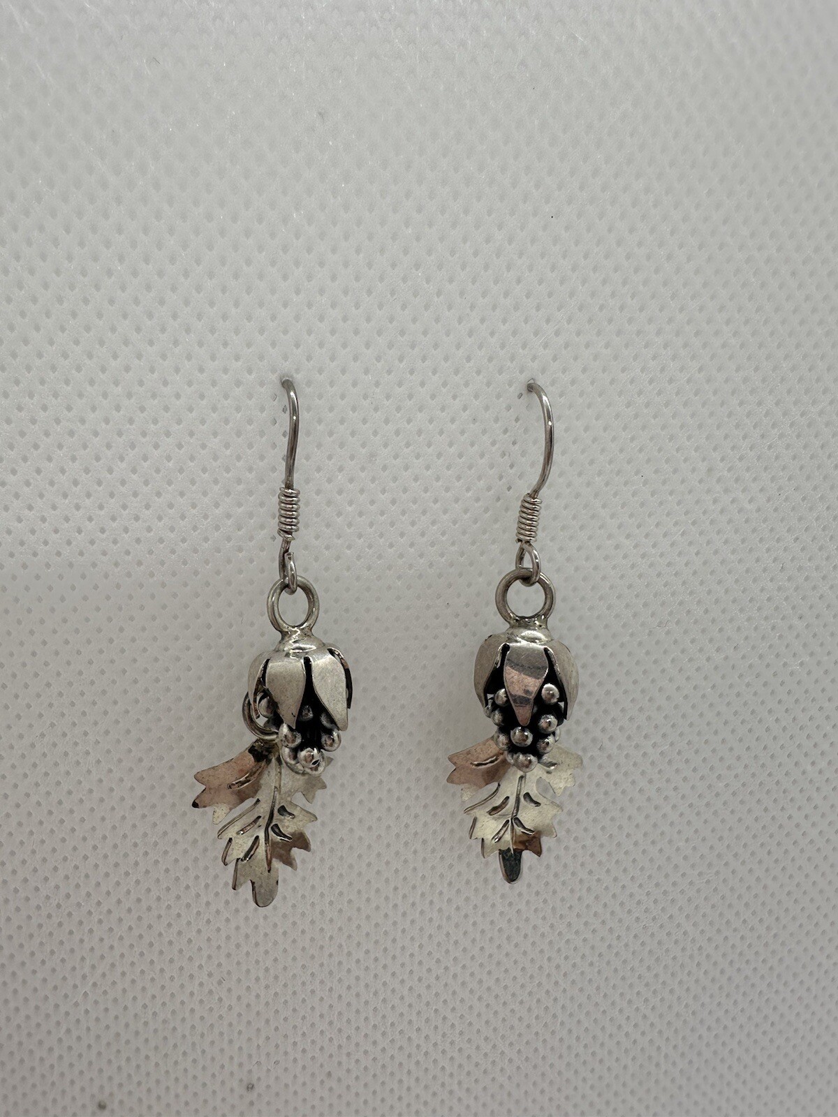 VINTAGE STERLING SILVER EARRINGS BUNCH OF GRAPES DANGLES Made In Mexico 925