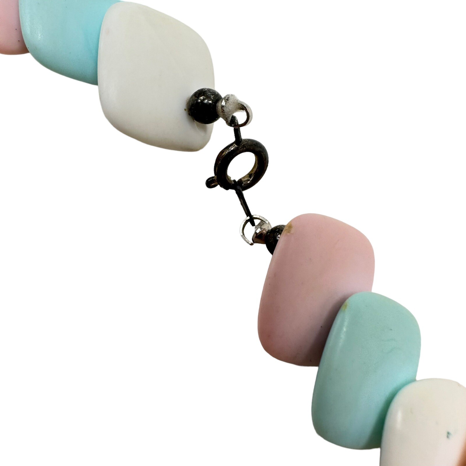 Vtg 1950s “Candy” Pastel Multi Color Overlapping Square Acrylic Bead Necklace
