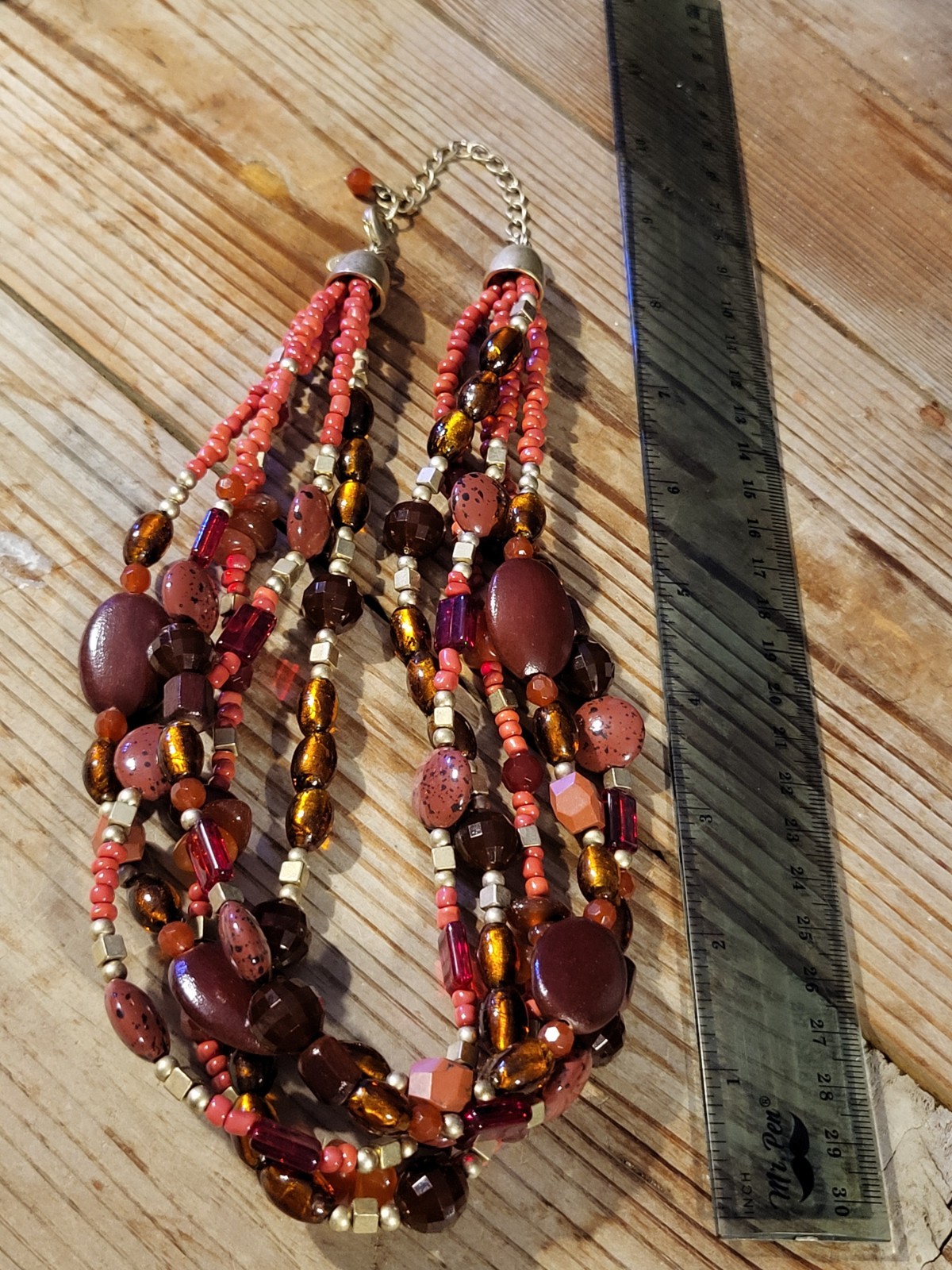 Vintage Lia Sophia Multi Strand Necklace Orange Carnelian Stone Statement