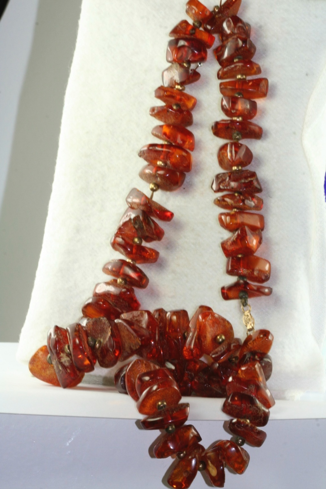VTG 10K GOLD CHUNKY HONEY AMBER CHUNK BEADS 24 INCH NECKLACE 82.8 GRAMS