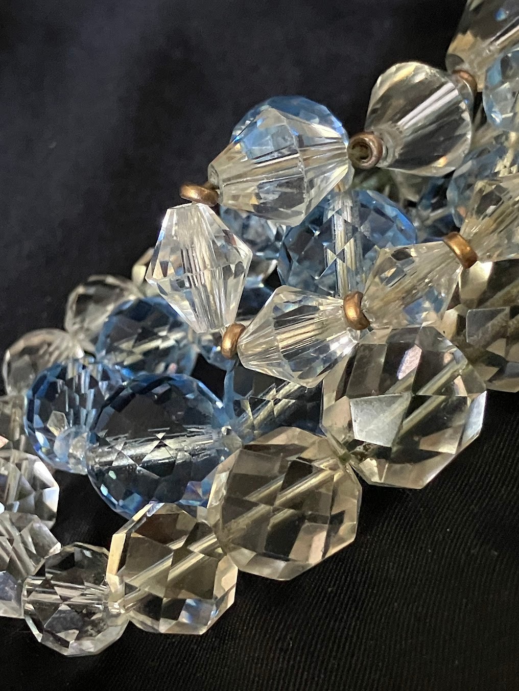 Vintage Faceted Crystal Glass Necklace Lot Cones Rounds FOR RESTRINGING UPCYCLE