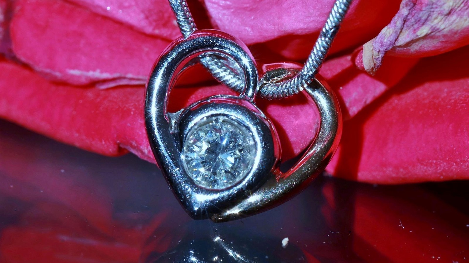 14k multi tone gold pendant 0.35ct natural diamond heart 18.0″ necklace 5.38gr