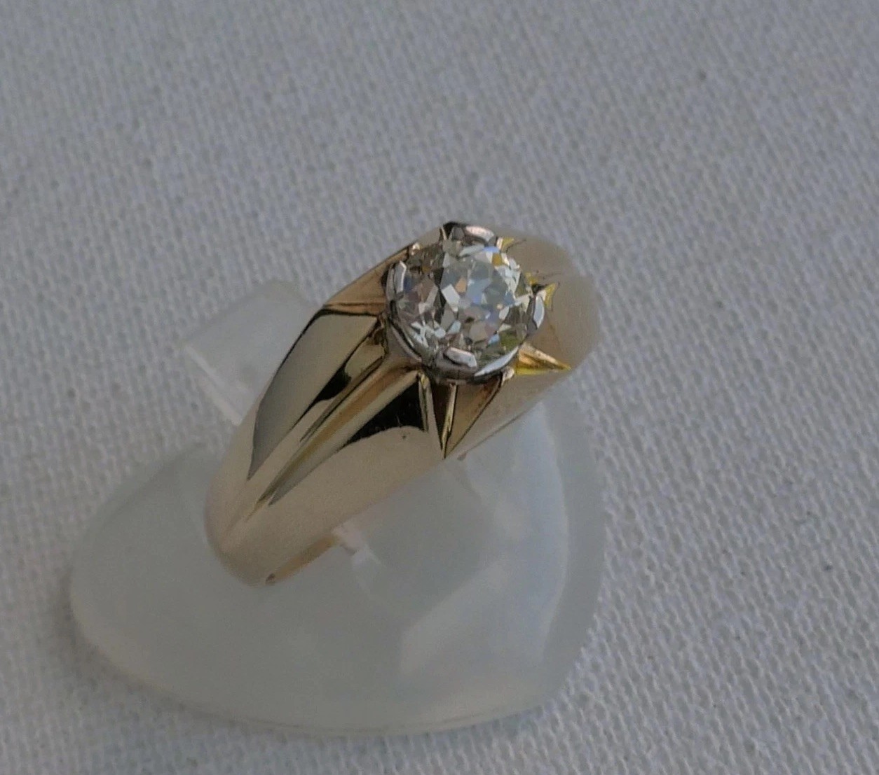 Vintage 14K Yellow Gold 0.90 Ct Old European Cut Diamond Ring 5.3 Gr Sz 8.75