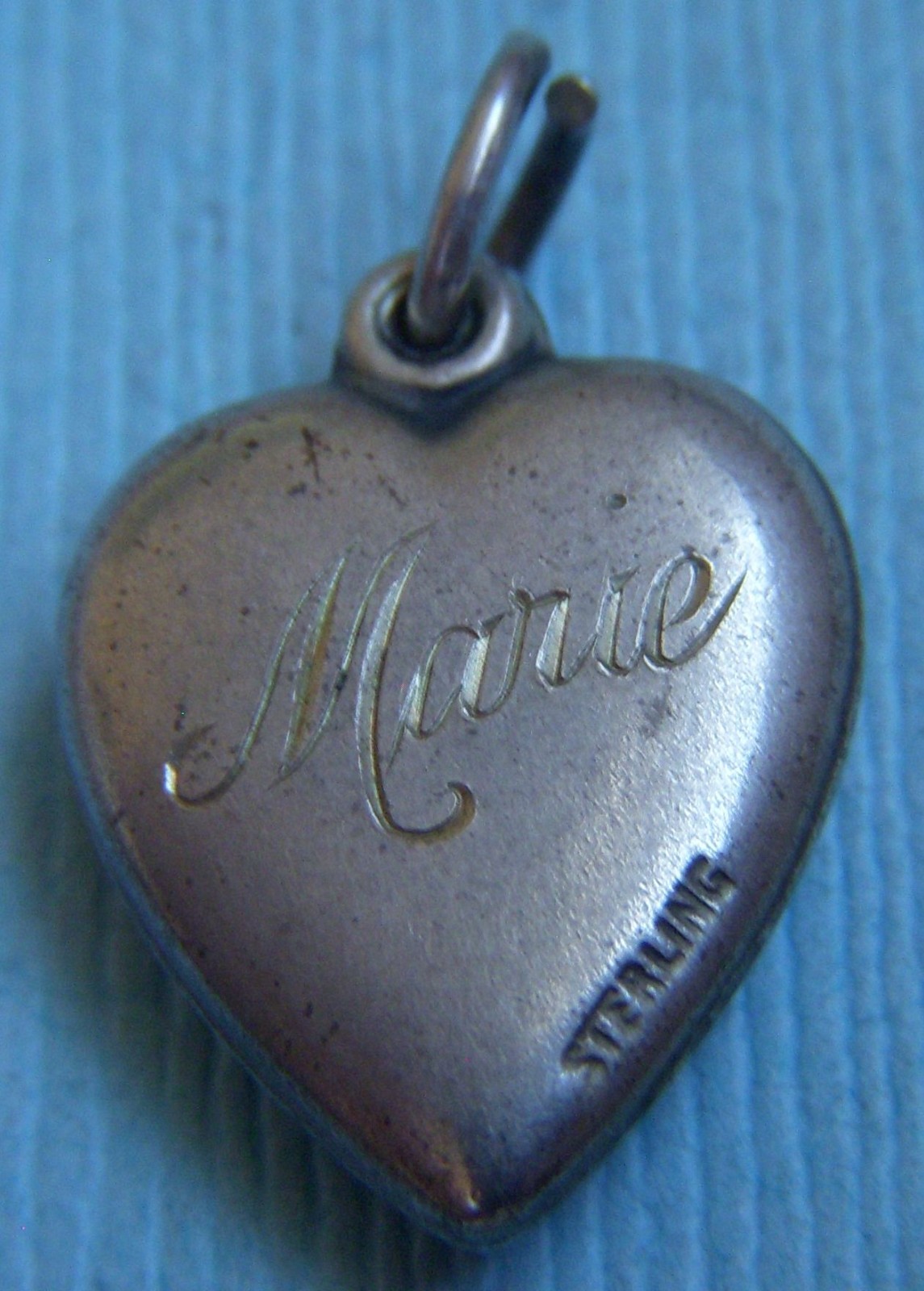 Vintage hearts and flower “Marie” puffy heart sterling charm
