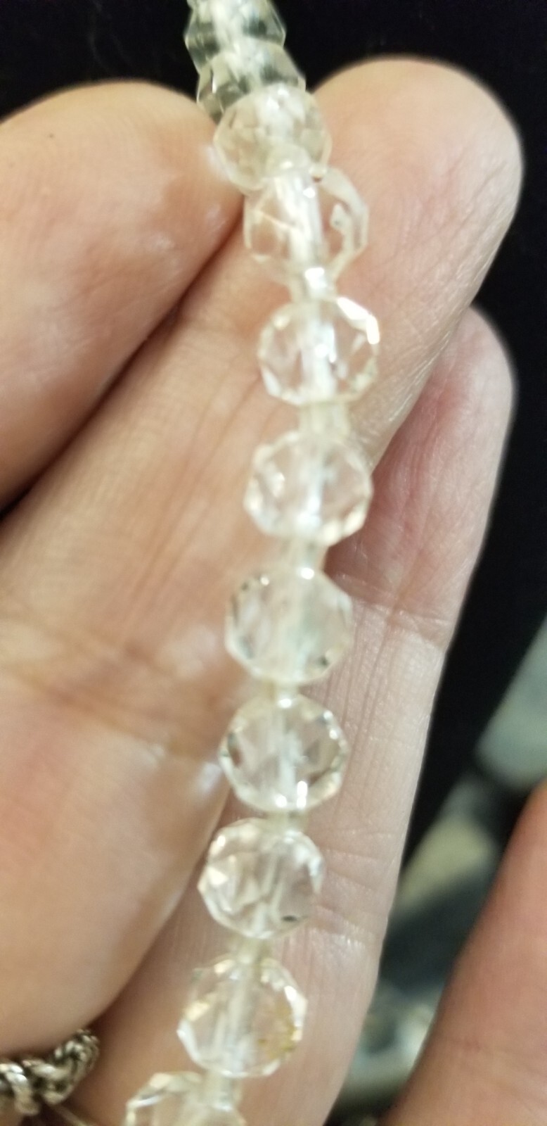 Vintage Multi Faceted Crystal Glass Beaded Necklace On Chain Lot of 2 Stunning