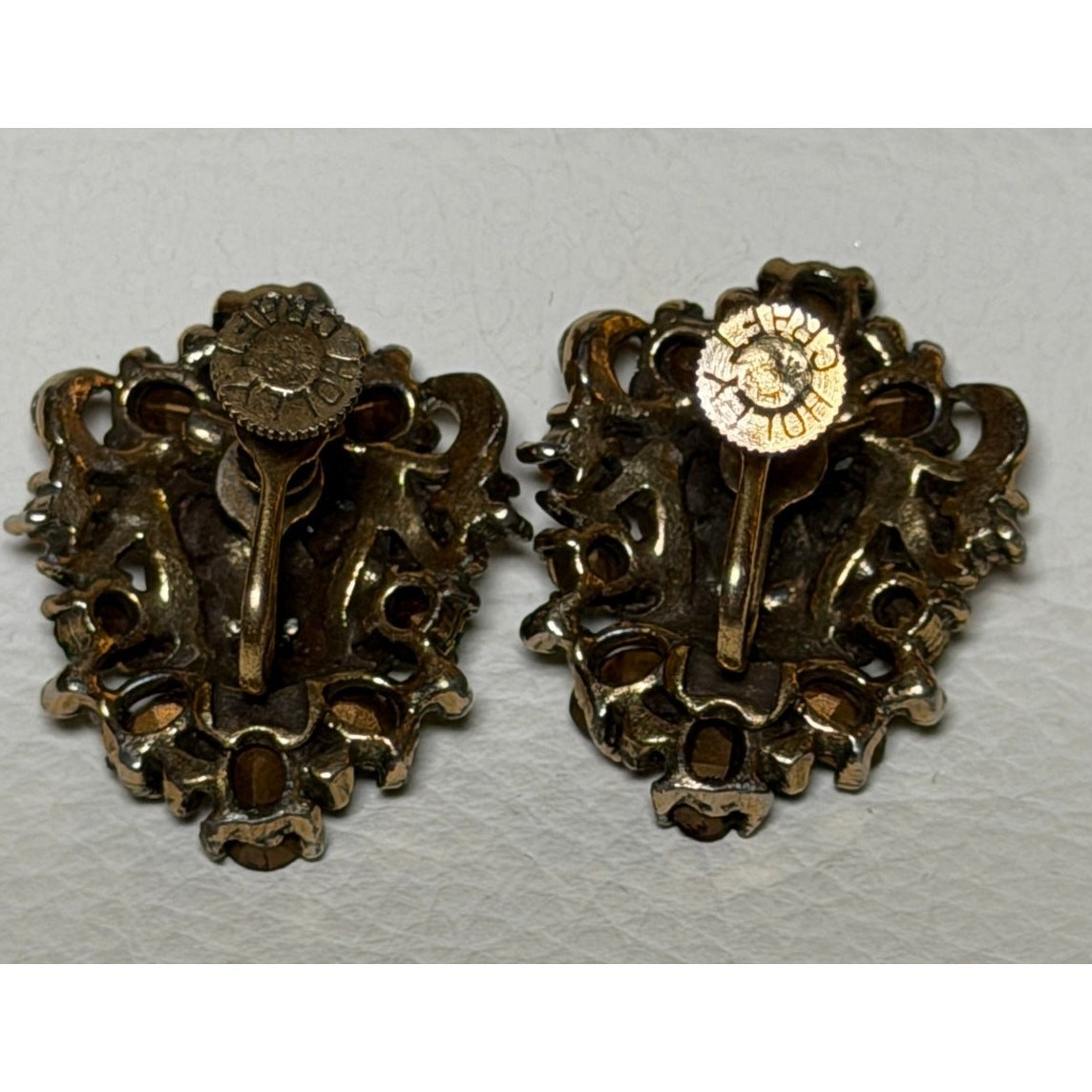 Signed Holly Craft Vintage Multi-rhinestone Earrings