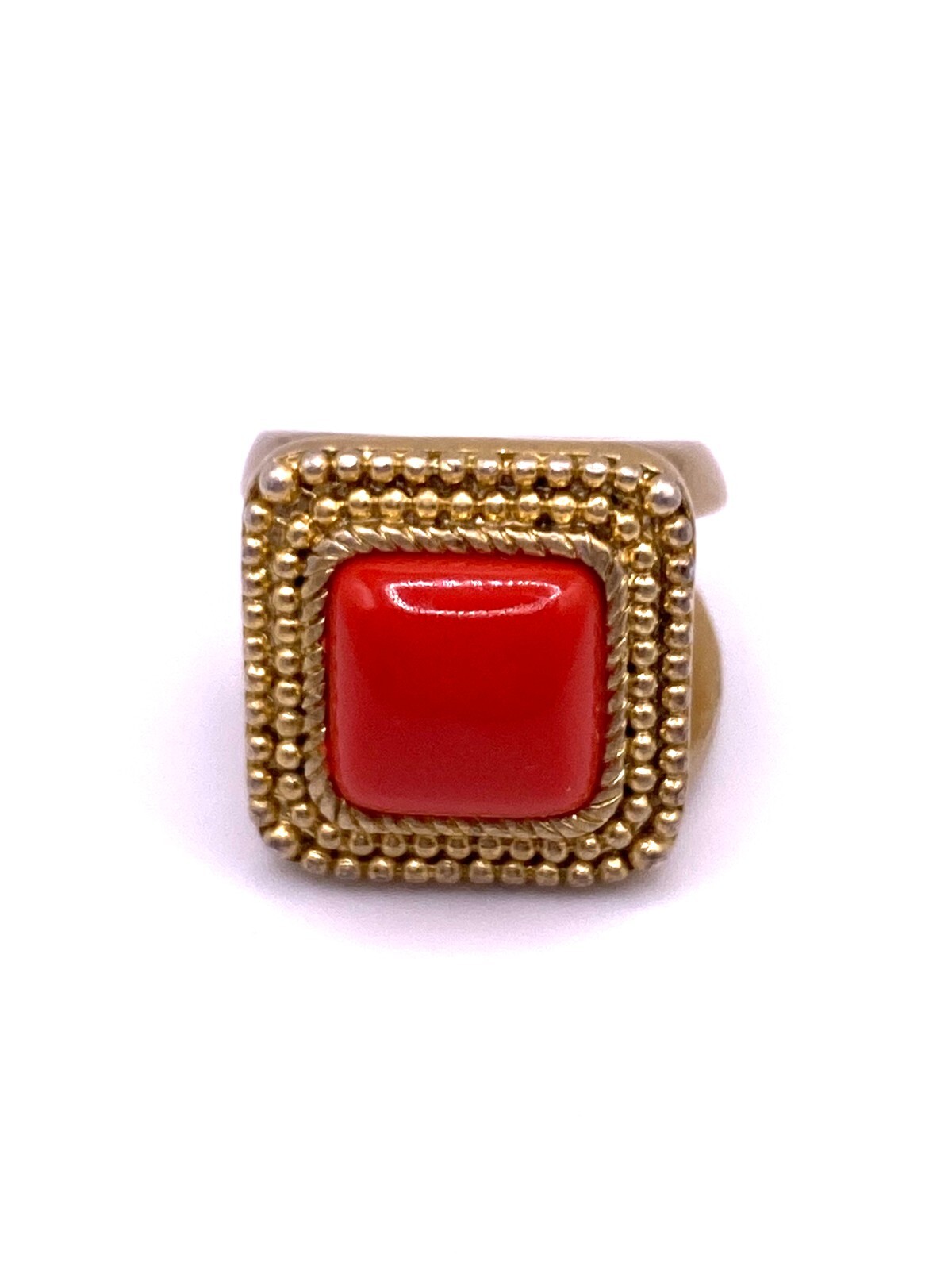 Vintage Style Lia Sophia Ring Large Square Orange Lozenge Goldtone Metal Setting