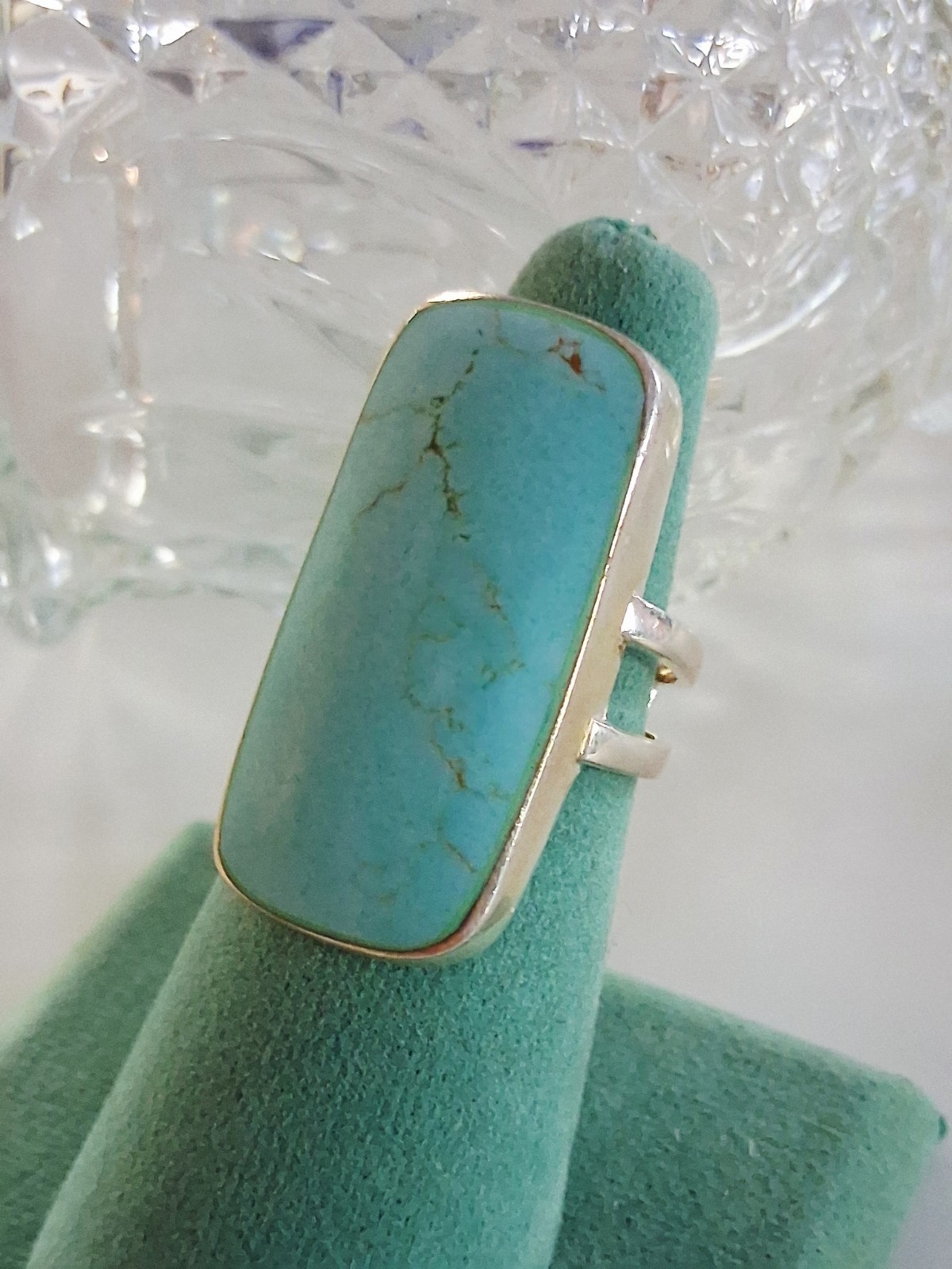 ATI Annika Witt Mexico Turquoise Large Statement Ring Size 8.75 Sterling Silver