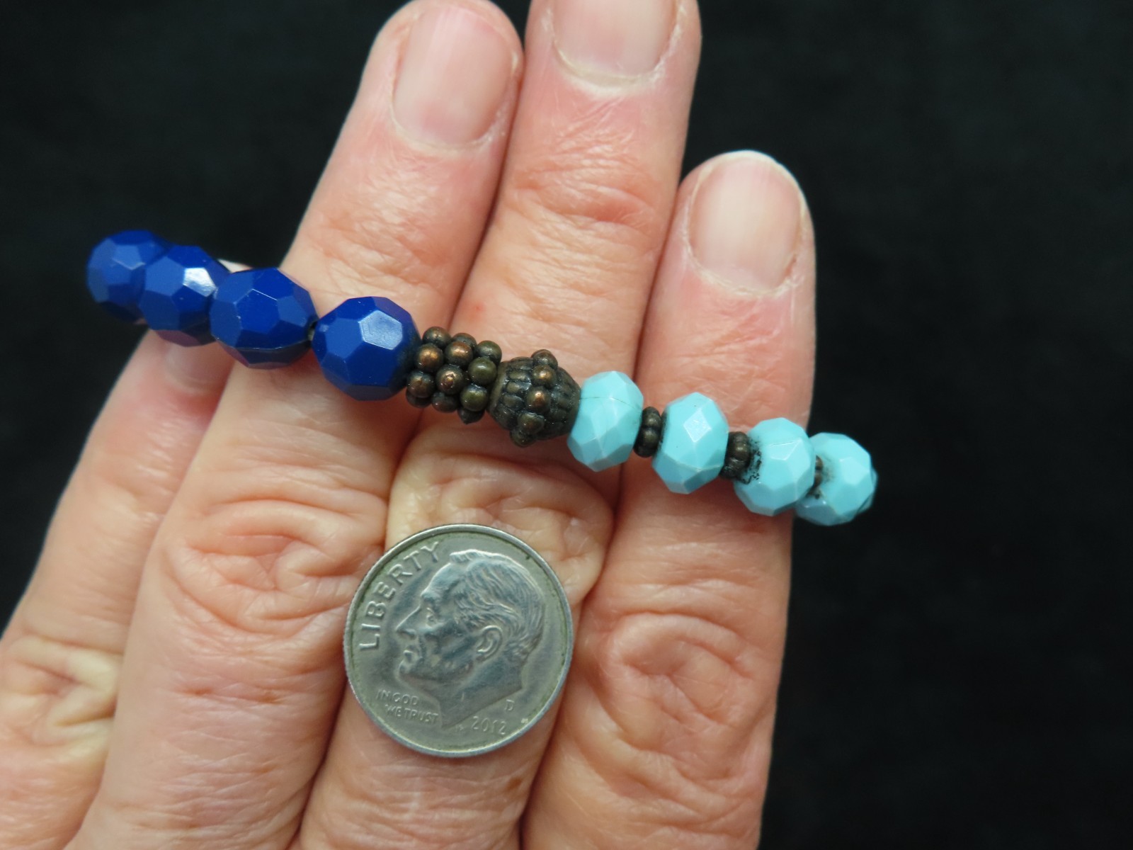 Vintage Contemporary Teal & Blue Bead Stretch Bracelet