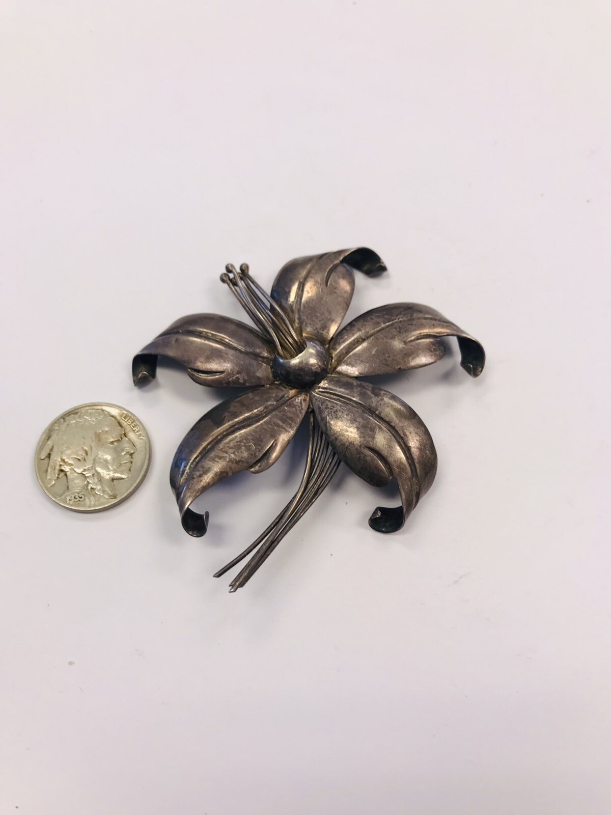 Vintage 1930’s Taxco 980 Sterling Silver Flower brooch