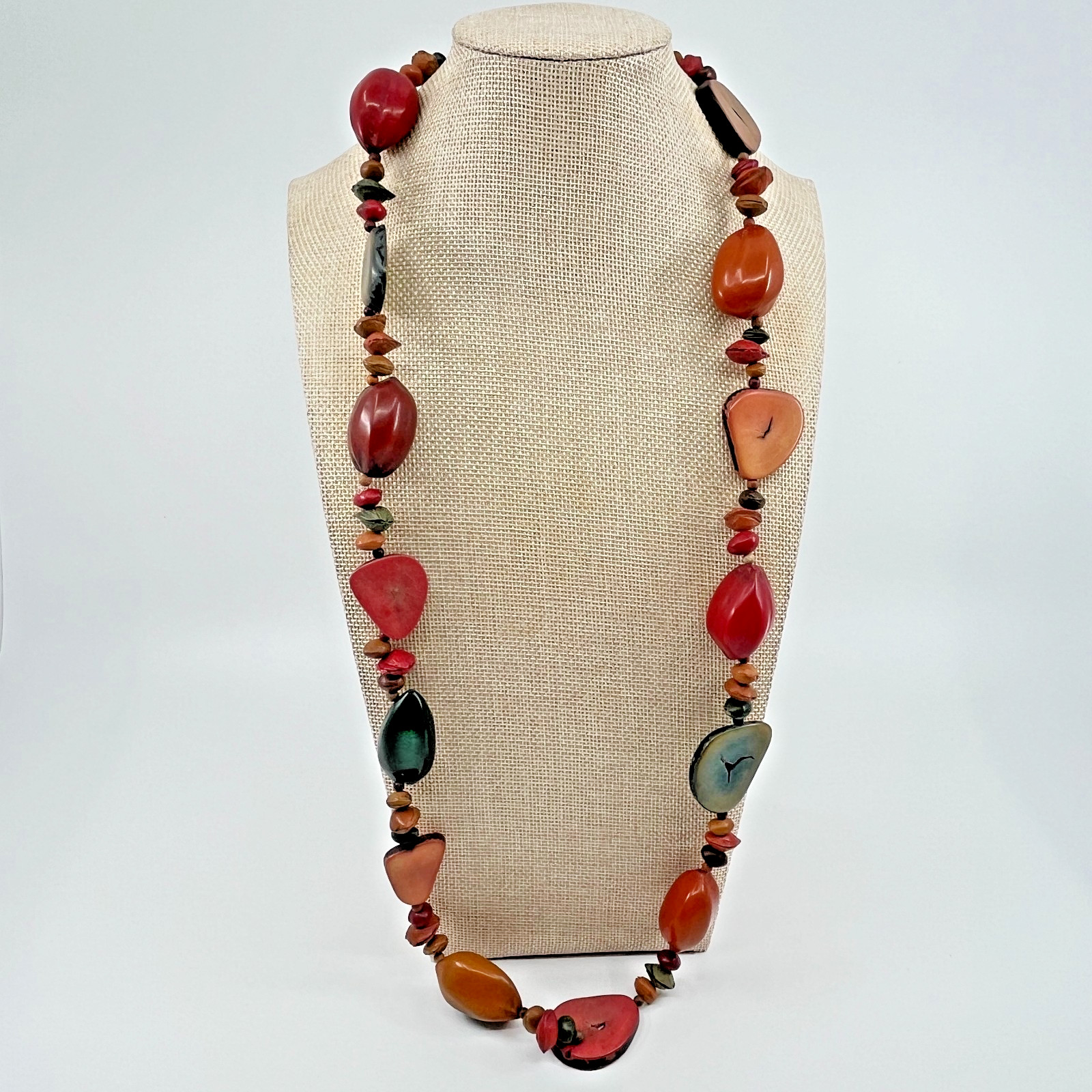 Large Tagua Nut Vegetable Ivory Necklace Boho Statement Earthy Organic Jewelry