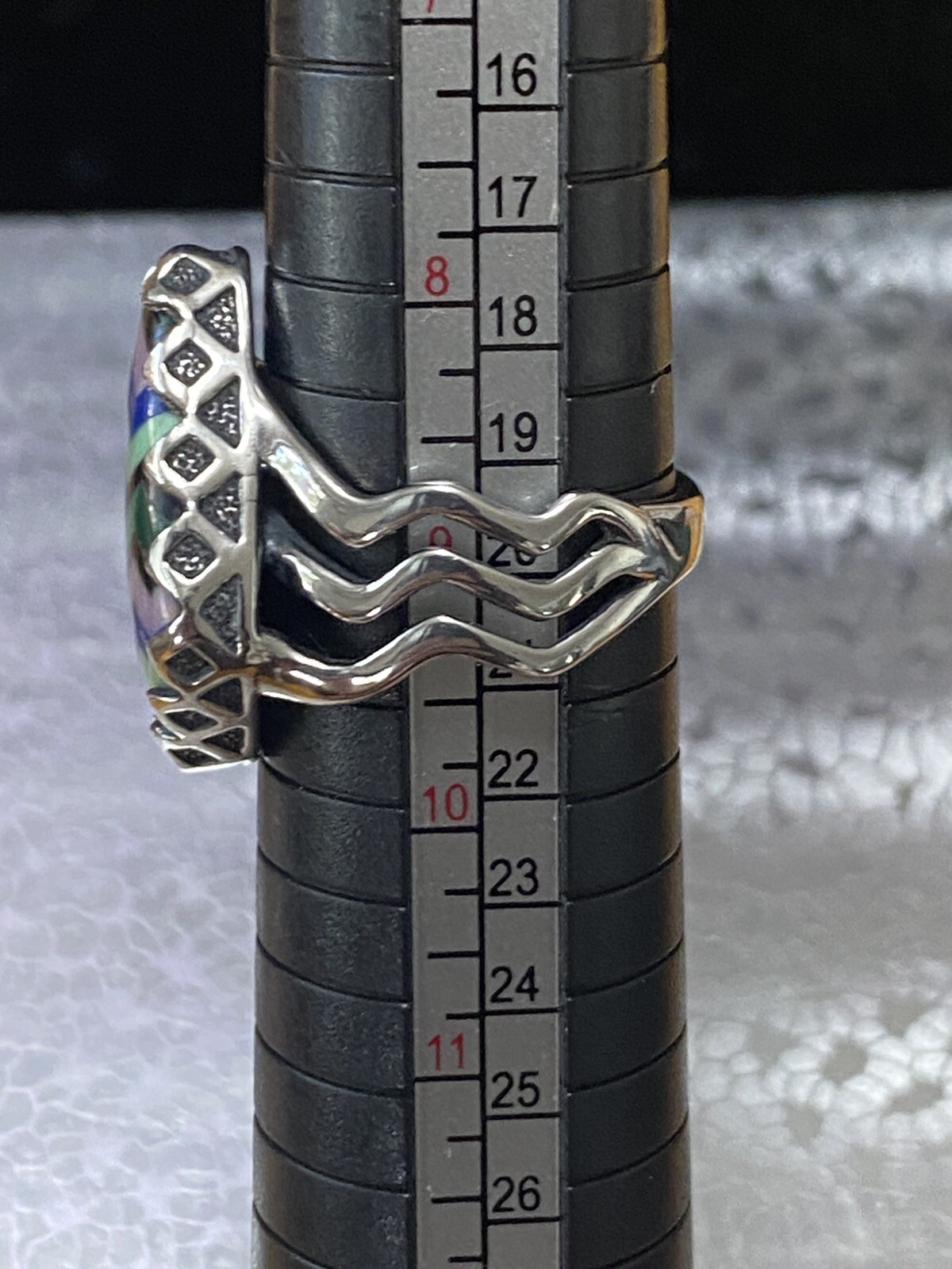 CAROLYN POLLACK Sterling Silver Multicolor Stones, Triple Band Ring, Size 9