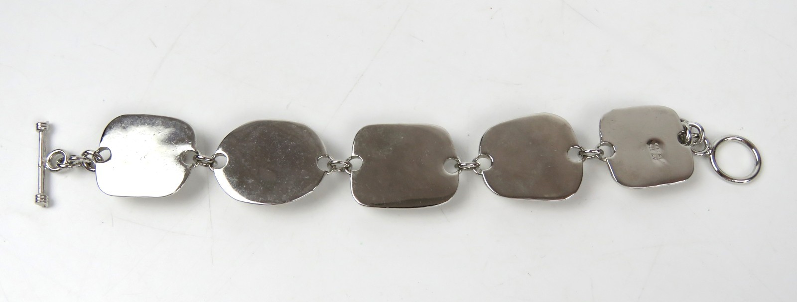 ATI MEXICO 925 Sterling Silver Jasper Stone Link Bracelet Toggle Closure
