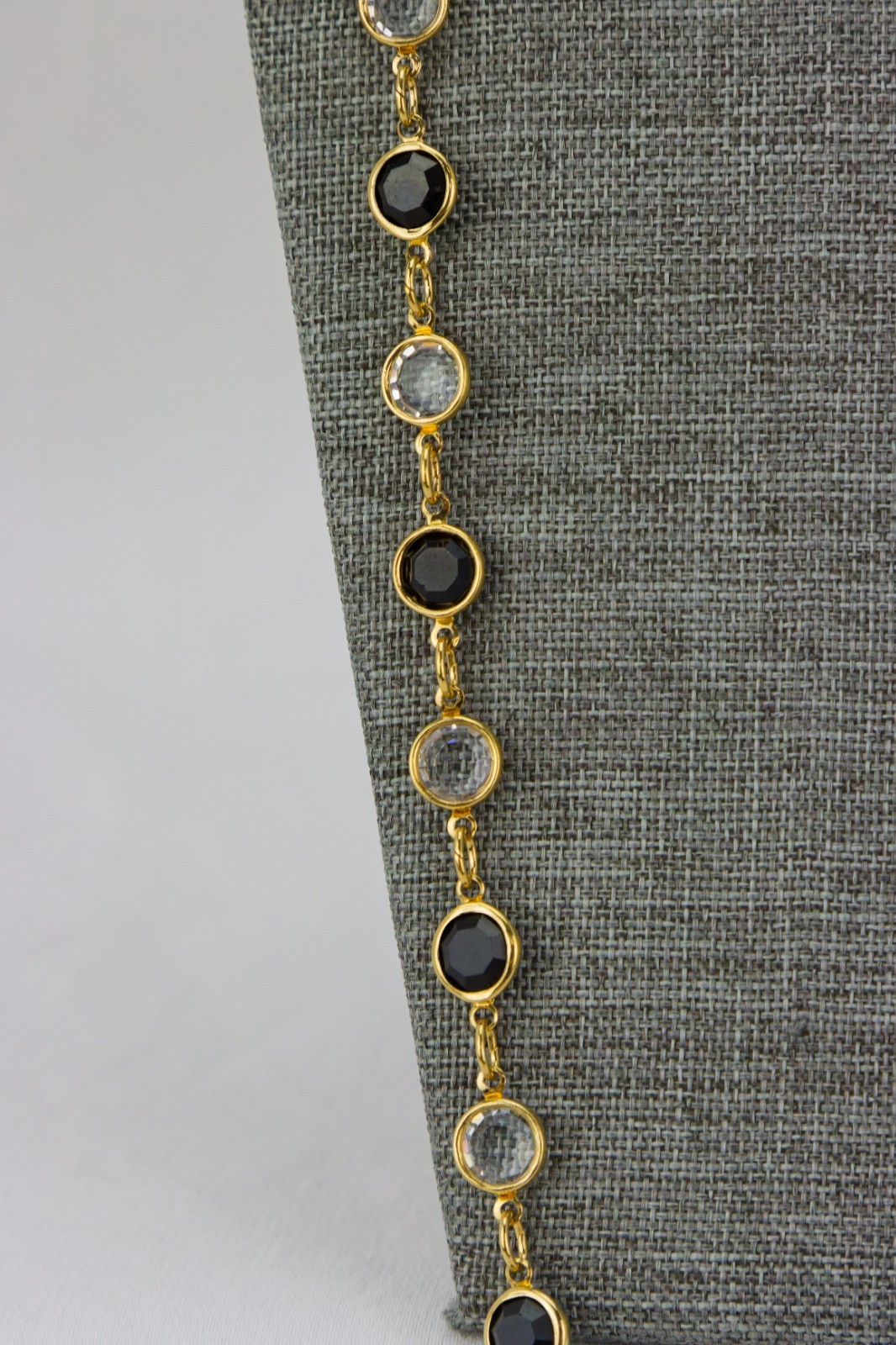 Austrian Crystal USA Open Bezel Link Necklace, Gold Tone, 34gr