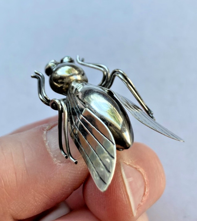 Vintage Sterling Silver Signed Taxco 925 Insect Bug Pin Brooch 1.75 Inches Long