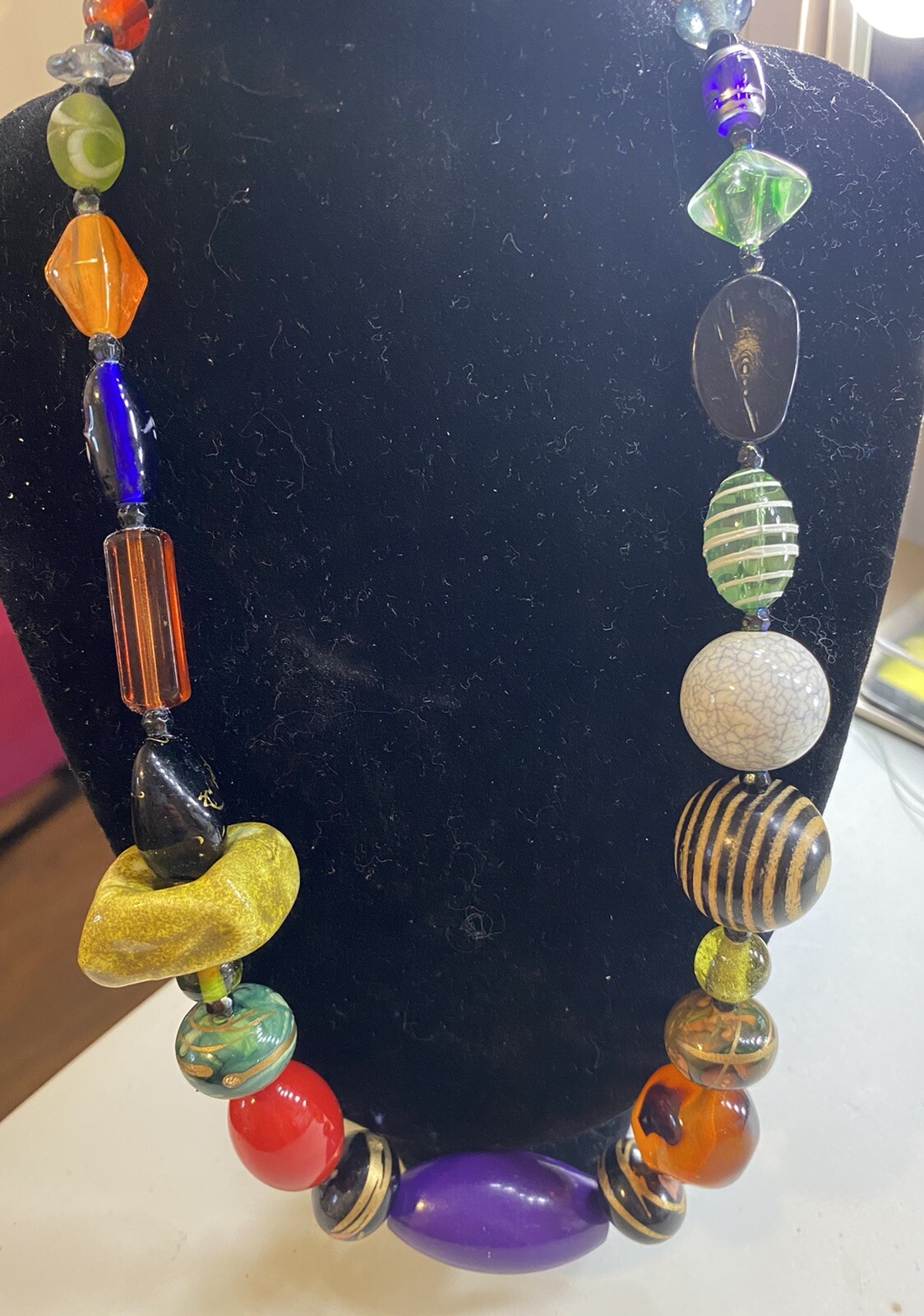 7.128 Vintage necklace, choker, beads of different colors, shapes, materials