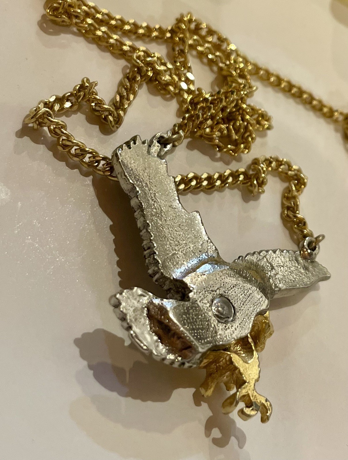 Vintage Gold Tone silver tone Mens Eagle Necklace Pendant with Chain (no clasp)