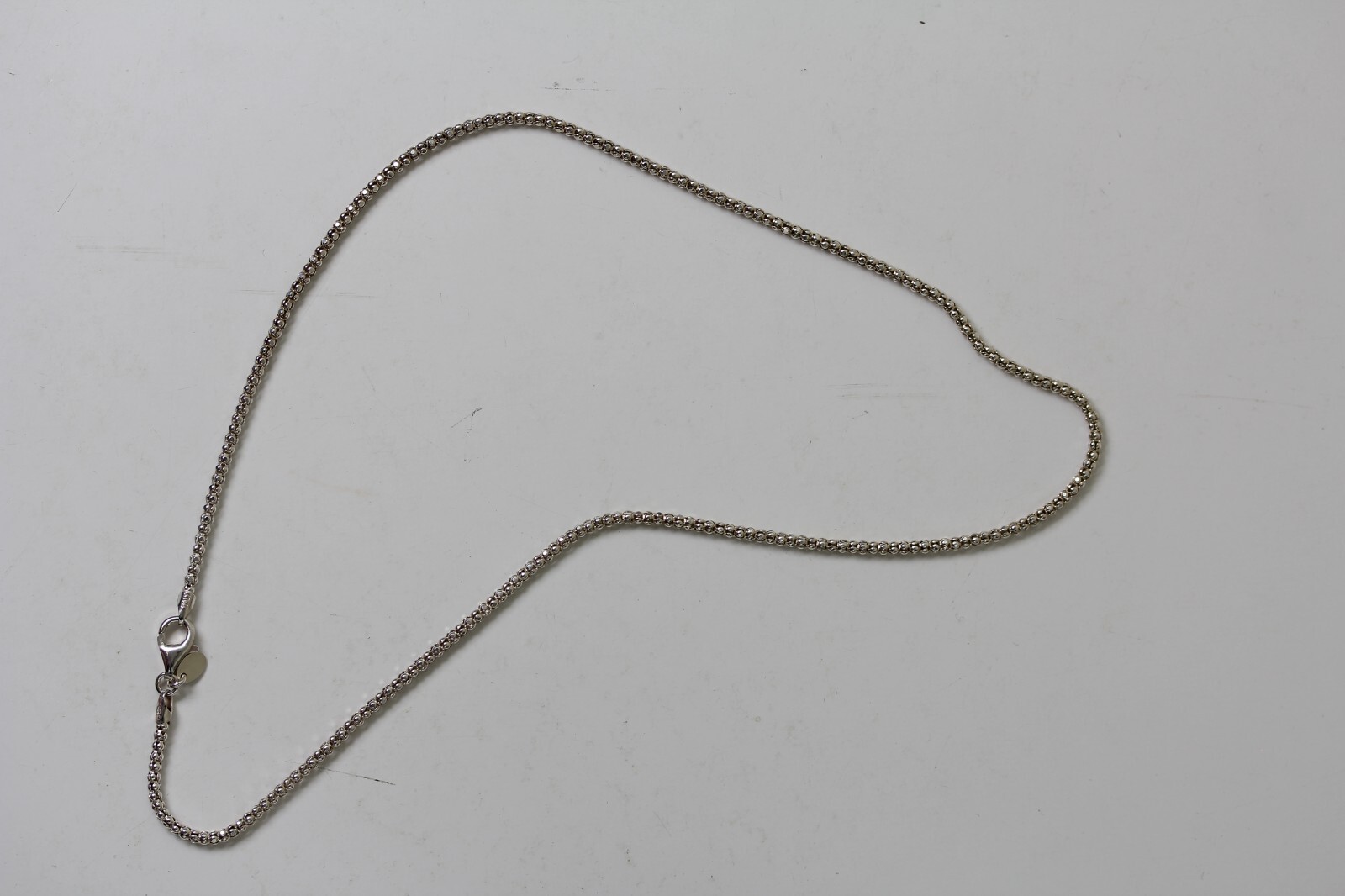 VINTAGE POPCORN STERLING SILVER 925 CHAIN LINK NECKLACE 17.75″ STAPLE LAYER