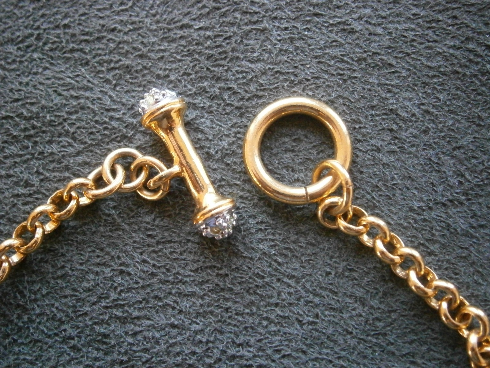 Rolo Baucher Link Chain Vintage Shiny Goldtone Toggle T-Bar Bracelet 7″ ~ 6.4g