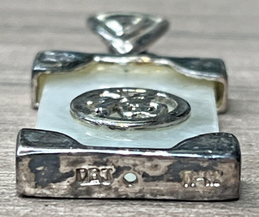 Vintage Signed Dee Berkley DBJ Sterling 925 Jadite Jadeite Chinese Lucky Pendant