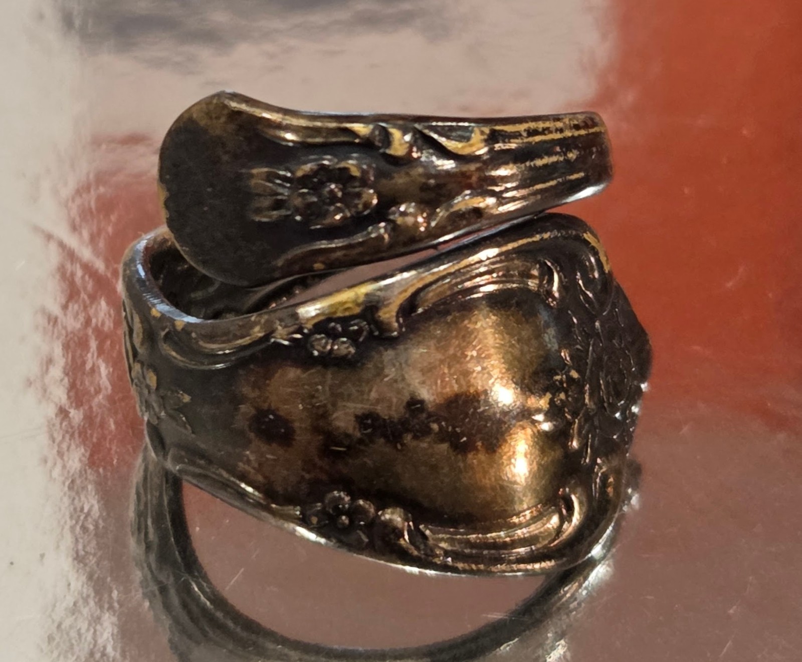 VTG Silver – WM.A. ROGERS ONEIDA Flower Spoon Handle Ring Size 4.25