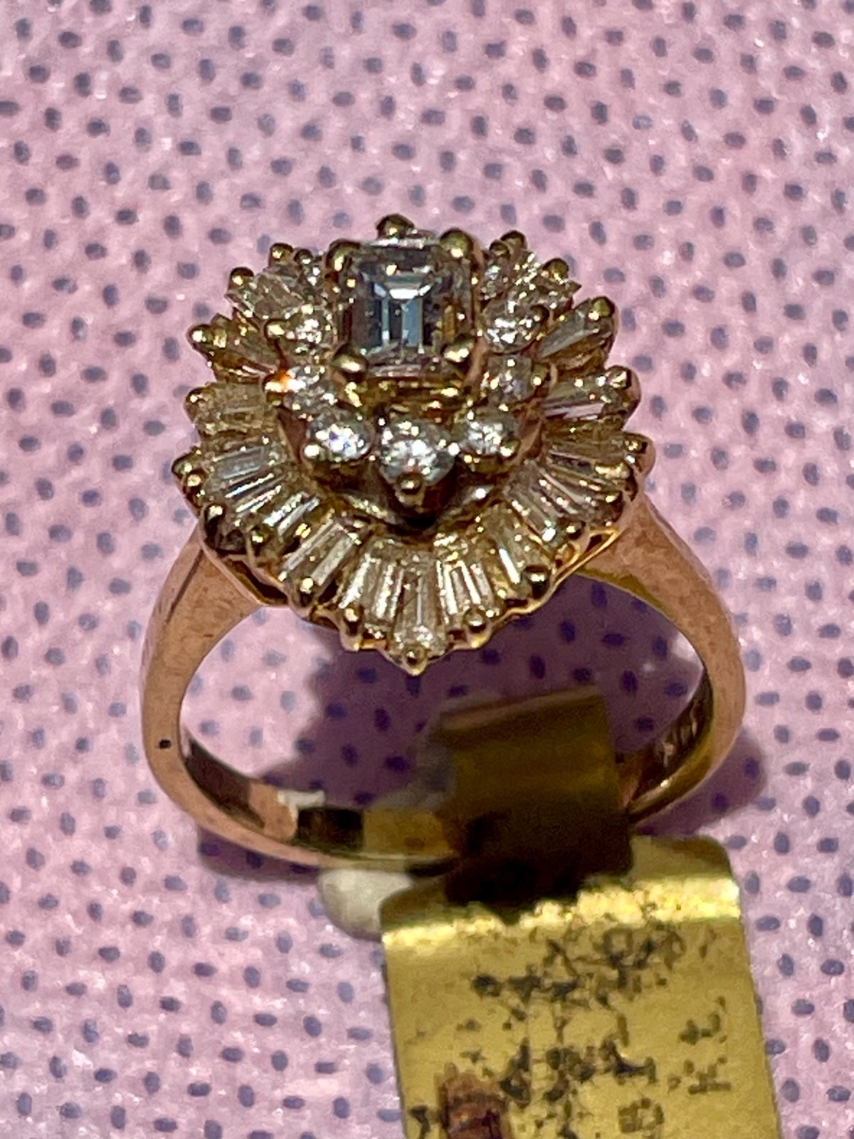 Vintage 14kt Gold Ballerina Cocktail Ring set with 1.53tcw Fine Diamonds, Size 5