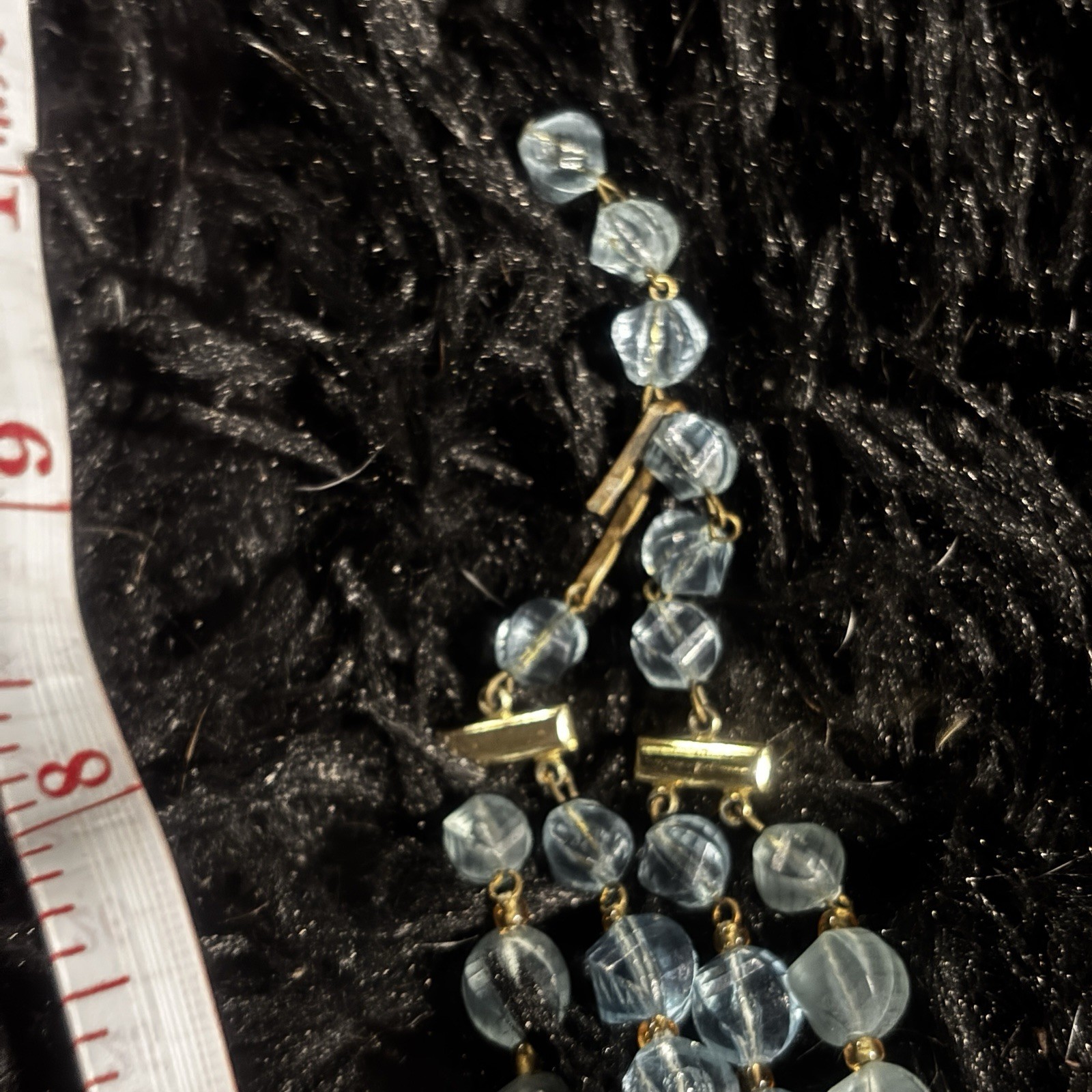 Vtg West Germany Blue Glass Bead Necklace And Multi Colored Clip On Earrings Set