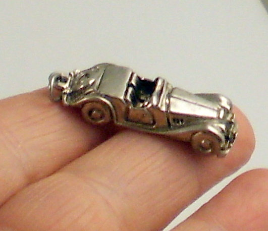 Vintage Sterling Silver Right Hand Drive Convertible Open Roadster Car Charm