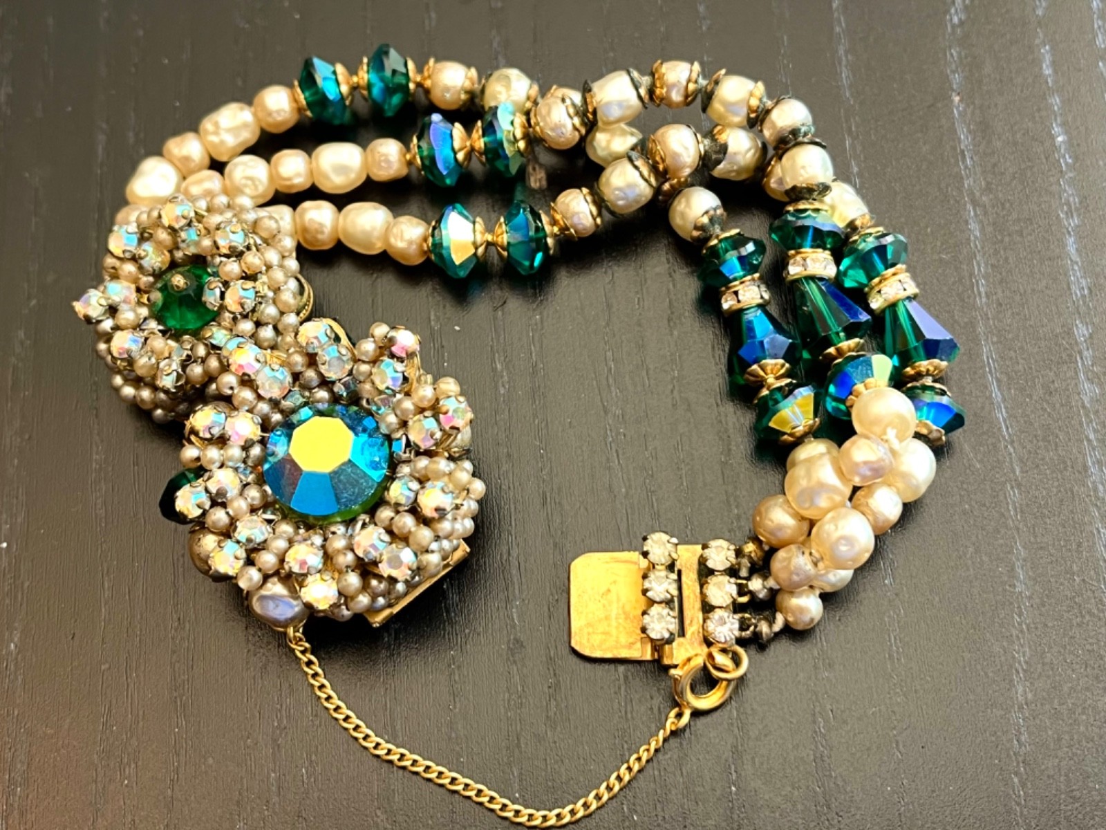 Incredible Vintage 40’s Robert Bracelet Brooch Earrings Pearls Glass Beads etc