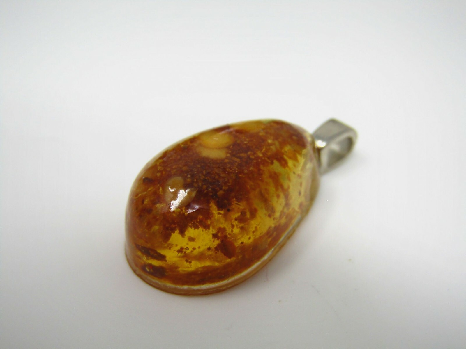Vintage Teardrop Pendant Amber Color Resin Butterscotch Swirl Boho Hippie