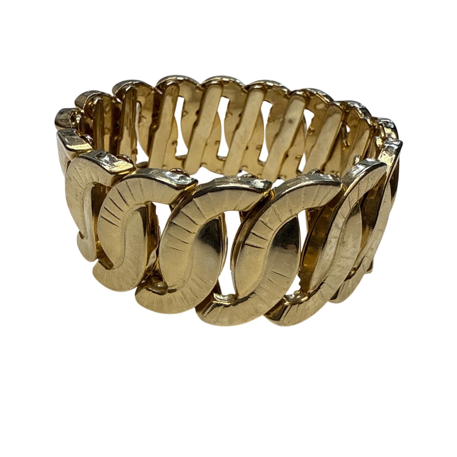 Vintage Gold Tone Expandable Link Bangle Bracelet Stretch Jewelry